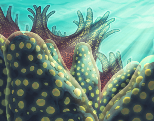 Digital art of a branching Staghorn Coral in tropical waters
